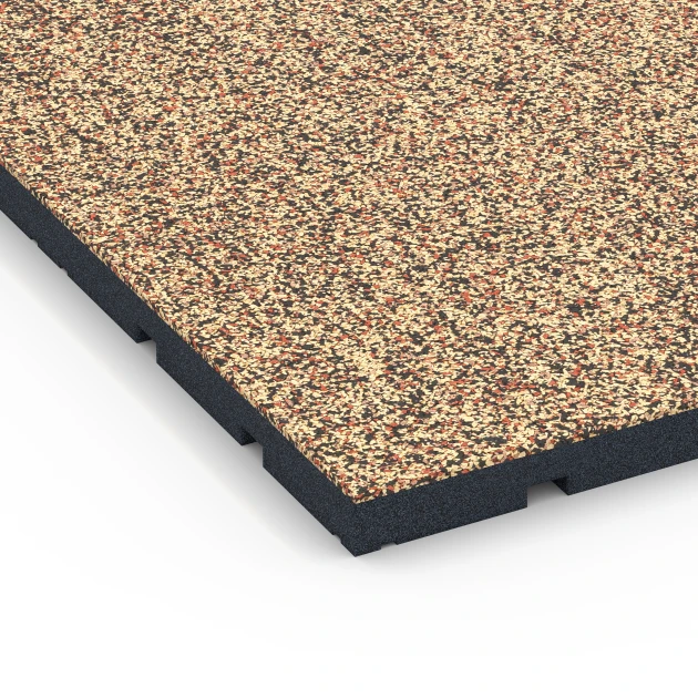 Detailaufnahme der Randausprägung von WARCO-Produkt 7135, Sportovní podlaha pro venkovní fitness, Format 60 x 60 x 3 cm | 0,36 m², Farbe Terakota.