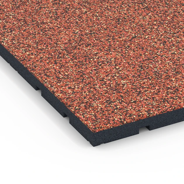 Detailaufnahme der Randausprägung von WARCO-Produkt 7136, Sportovní podlaha pro venkovní fitness, Format 60 x 60 x 3 cm | 0,36 m², Farbe Etna.