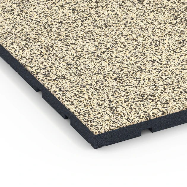Detailaufnahme der Randausprägung von WARCO-Produkt 7138, Sportovní podlaha pro venkovní fitness, Format 60 x 60 x 3 cm | 0,36 m², Farbe Travertin.