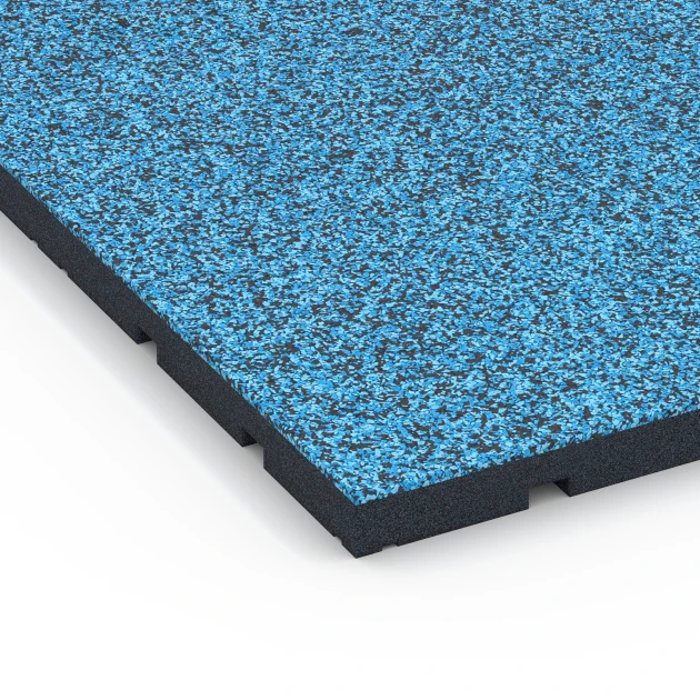 Detailaufnahme der Randausprägung von WARCO-Produkt 7139, Sportovní podlaha pro venkovní fitness, Format 60 x 60 x 3 cm | 0,36 m², Farbe Atlantik.
