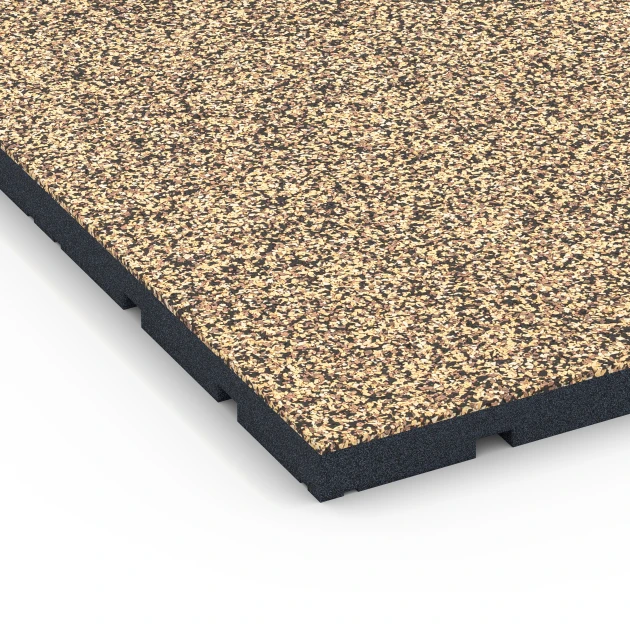 Detailaufnahme der Randausprägung von WARCO-Produkt 7140, Sportovní podlaha pro venkovní fitness, Format 60 x 60 x 3 cm | 0,36 m², Farbe Ratan.