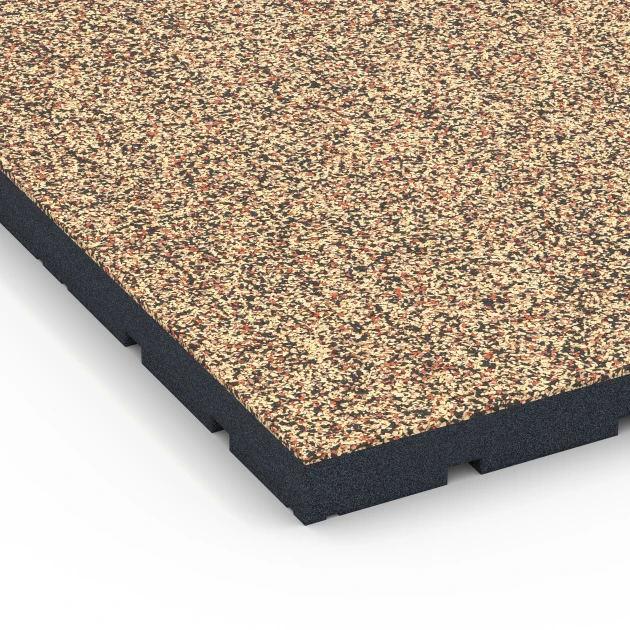 Detailaufnahme der Randausprägung von WARCO-Produkt 7144, Sportovní podlaha pro venkovní fitness, Format 60 x 60 x 4 cm | 0,36 m², Farbe Terakota.
