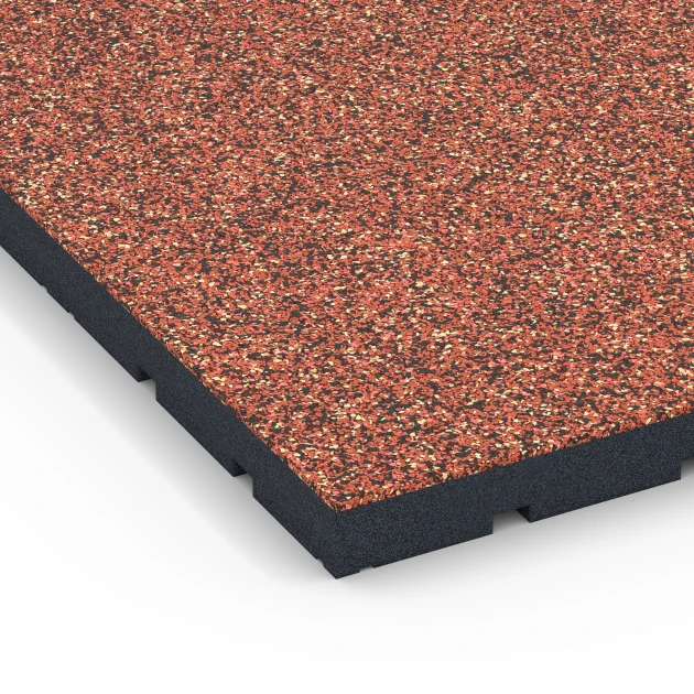 Detailaufnahme der Randausprägung von WARCO-Produkt 7145, Sportovní podlaha pro venkovní fitness, Format 60 x 60 x 4 cm | 0,36 m², Farbe Etna.