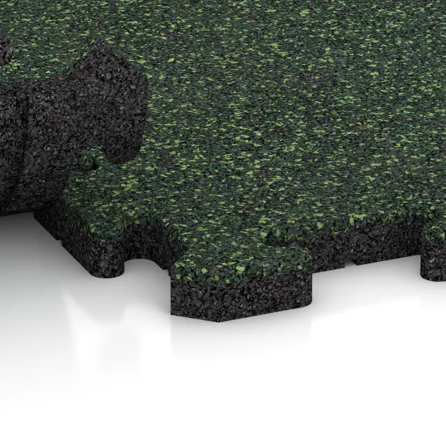Großaufnahme vom Verbindungssystem von WARCO-Boden 5850 - Vnitřní podlahová dlaždice puzzle im Farbdesign Anglický trávník. Abmessungen 1000 x 1000 x 30 mm.