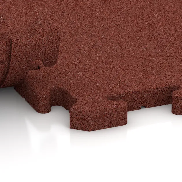 Großaufnahme vom Verbindungssystem von WARCO-Boden 3355 - Podlahová krytina pro psy im Farbdesign Cihlově červená. Abmessungen 1000 x 1000 x 30 mm.