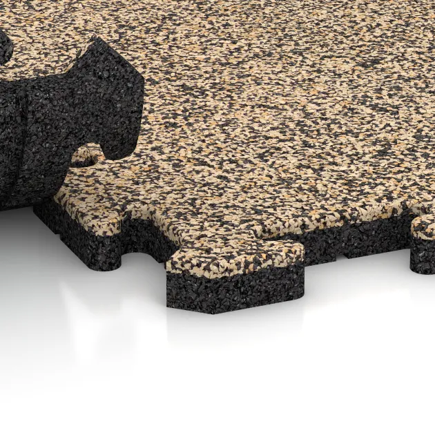 Großaufnahme vom Verbindungssystem von WARCO-Boden 5041 - Okrajová dlaždice HD im Farbdesign Travertin. Abmessungen 1000 x 485 x 30 mm.