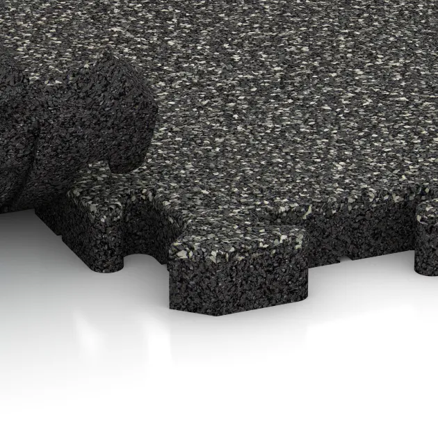 Großaufnahme vom Verbindungssystem von WARCO-Boden 5133 - Okrajová dlaždice HD im Farbdesign Tmavě šedý granit. Abmessungen 1000 x 485 x 40 mm.