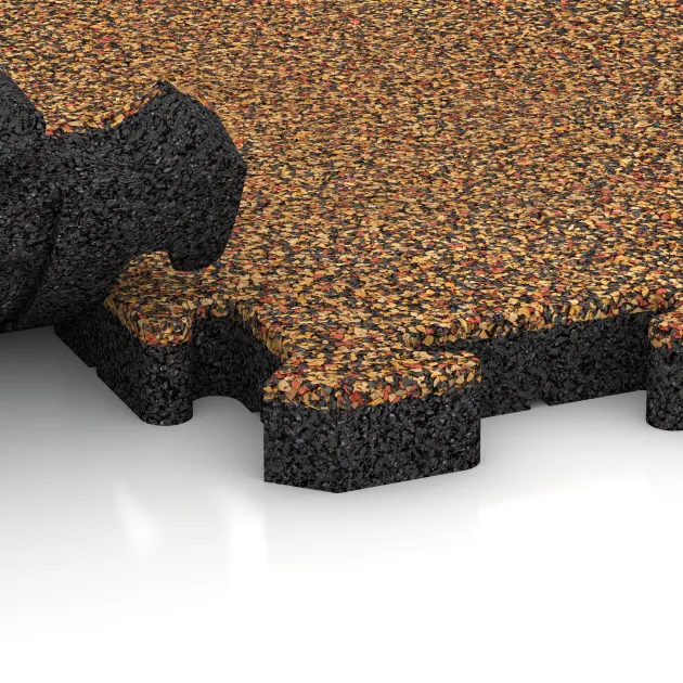 Großaufnahme vom Verbindungssystem von WARCO-Boden 5120 - Okrajová dlaždice HD im Farbdesign Terra Cotta. Abmessungen 1000 x 485 x 40 mm.