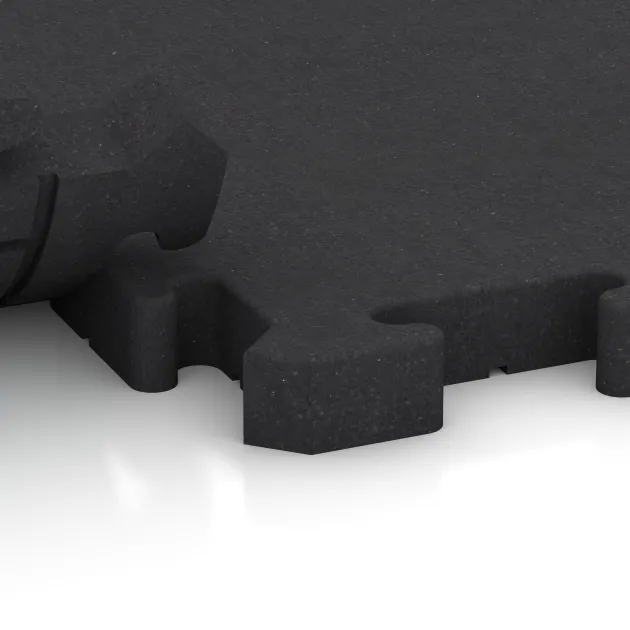 Großaufnahme vom Verbindungssystem von WARCO-Boden 4993 - Rohová dlaždice HD Fine im Farbdesign Antracit. Abmessungen 235 x 235 x 40 mm.