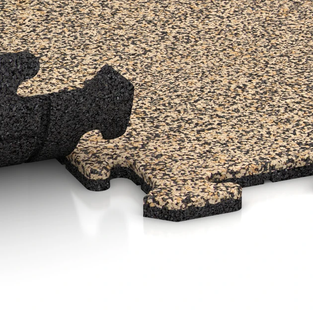 Großaufnahme vom Verbindungssystem von WARCO-Boden 0308 - Dlaždice k bazénu im Farbdesign Travertin. Abmessungen 1000 x 1000 x 18 mm.