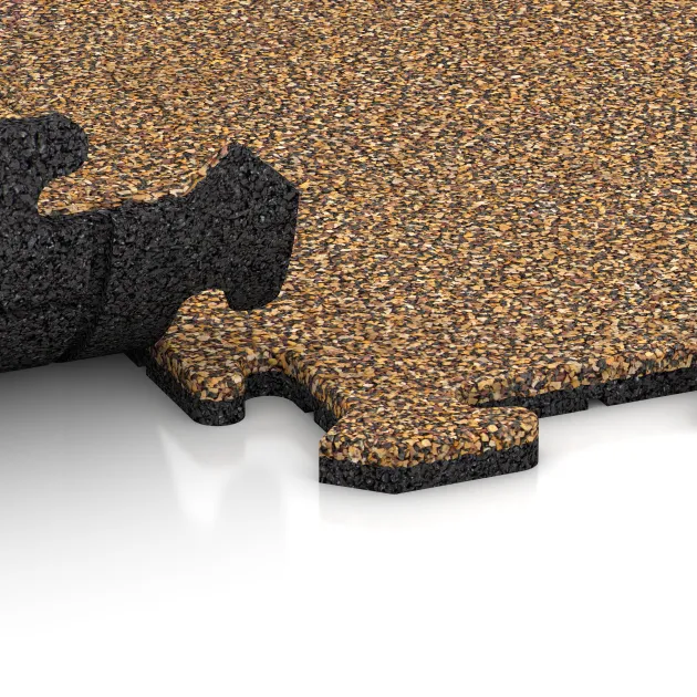 Großaufnahme vom Verbindungssystem von WARCO-Boden 5958 - Vnitřní podlahová dlaždice puzzle im Farbdesign Maroko. Abmessungen 1000 x 1000 x 18 mm.