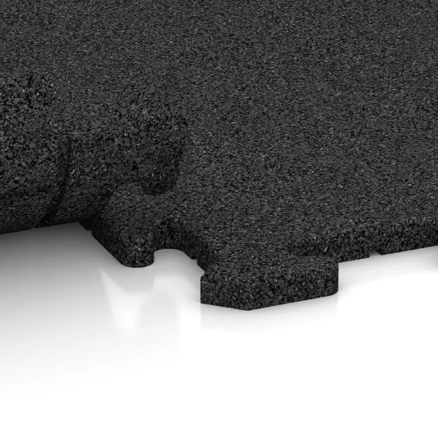 Großaufnahme vom Verbindungssystem von WARCO-Boden 4839 - Okrajová dlaždice HD im Farbdesign Antracit. Abmessungen 1000 x 485 x 18 mm.