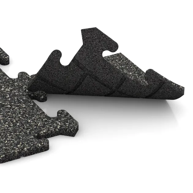 Großaufnahme vom Verbindungssystem von WARCO-Boden 4714 - Rohová dlaždice im Farbdesign Tmavě šedý granit. Abmessungen 235 x 235 x 18 mm.