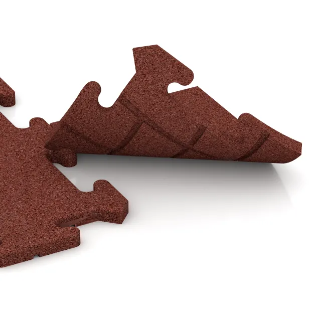 Großaufnahme vom Verbindungssystem von WARCO-Boden 4814 - Rohová dlaždice im Farbdesign Cihlově červená. Abmessungen 235 x 235 x 18 mm.