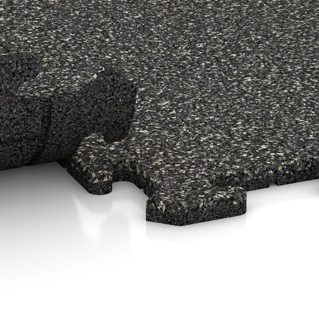 Großaufnahme vom Verbindungssystem von WARCO-Boden 4769 - Rohová dlaždice im Farbdesign Tmavě šedý granit. Abmessungen 485 x 485 x 18 mm.