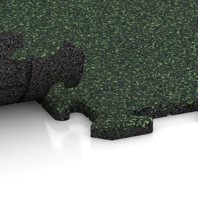 Großaufnahme vom Verbindungssystem von WARCO-Boden 4796 - Rohová dlaždice HD im Farbdesign Anglický trávník. Abmessungen 485 x 485 x 18 mm.