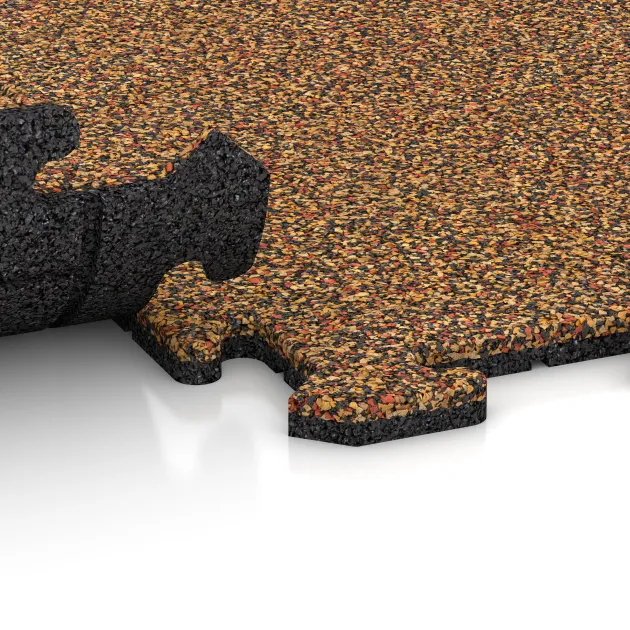 Großaufnahme vom Verbindungssystem von WARCO-Boden 4759 - Rohová dlaždice im Farbdesign Terra Cotta. Abmessungen 485 x 485 x 18 mm.