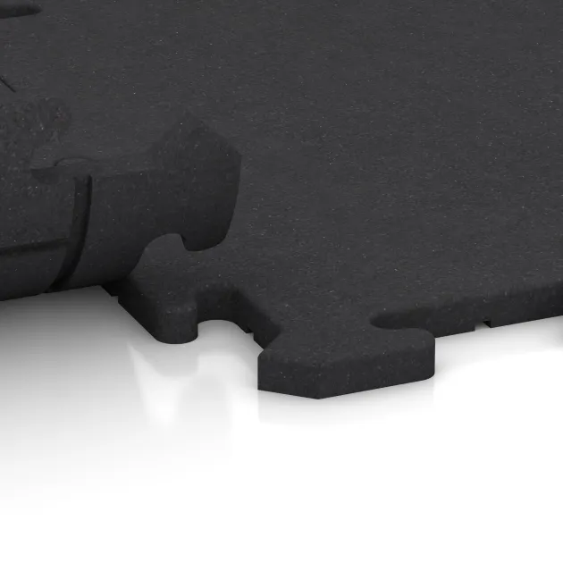 Großaufnahme vom Verbindungssystem von WARCO-Boden 4805 - Rohová dlaždice HD Fine im Farbdesign Antracit. Abmessungen 485 x 485 x 18 mm.