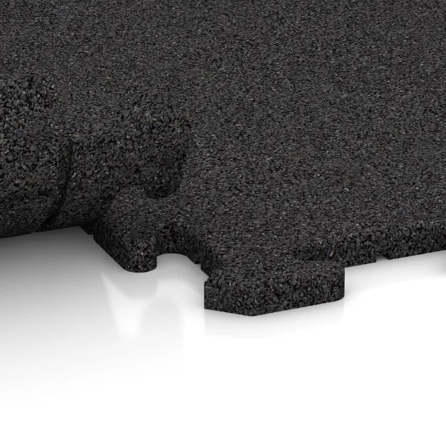 Großaufnahme vom Verbindungssystem von WARCO-Boden 4833 - Rohová dlaždice im Farbdesign Antracit. Abmessungen 485 x 485 x 18 mm.