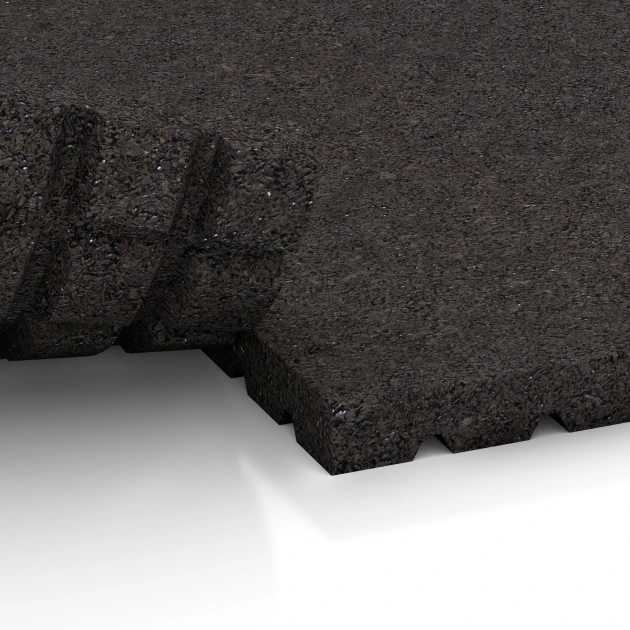 Großaufnahme vom Verbindungssystem von WARCO-Boden 3640 - Stájová rohož HD im Farbdesign Antracit. Abmessungen 100 x 100 x 4 cm.