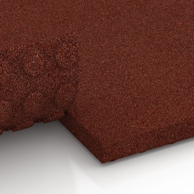 Großaufnahme vom Verbindungssystem von WARCO-Boden 6649 - Stable Comfort Tile im Farbdesign Cihlově červená. Abmessungen 100 x 50 x 5 cm.