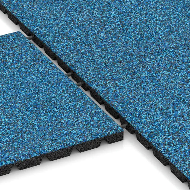 Großaufnahme vom Verbindungssystem von WARCO-Boden 5486 - Terasová dlaždice 3 cm im Farbdesign Atlantik. Abmessungen 500 x 500 x 30 mm.