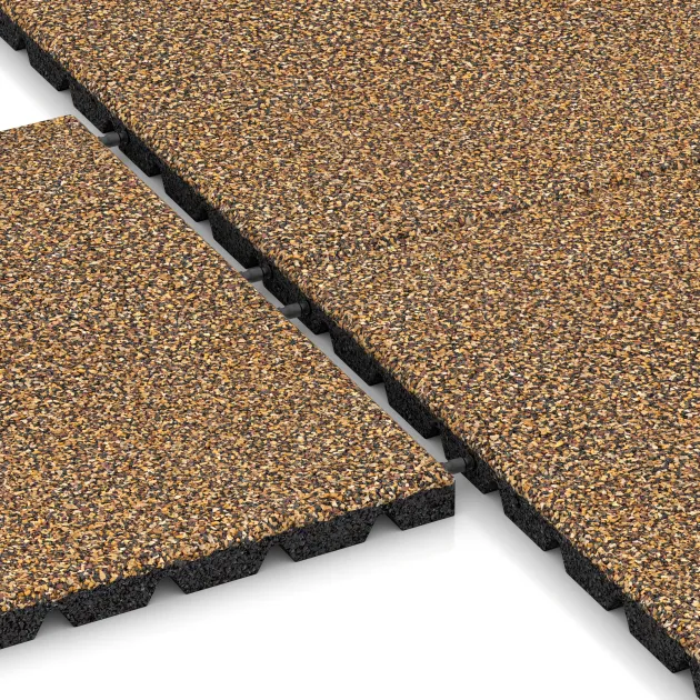 Großaufnahme vom Verbindungssystem von WARCO-Boden 5489 - Terasová dlaždice 3 cm im Farbdesign Maroko. Abmessungen 500 x 500 x 30 mm.