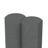 Großaufnahme vom Verbindungssystem von WARCO-Boden 2553 - Rubber granulate palisade im Farbdesign Šedá břidlice. Abmessungen ø 250 x 400 mm.