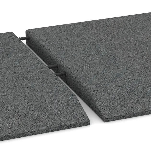 Großaufnahme vom Verbindungssystem von WARCO-Boden 0430 - Edge tile (one chamfered side) im Farbdesign Šedá břidlice. Abmessungen 500 x 500 x 40 mm.