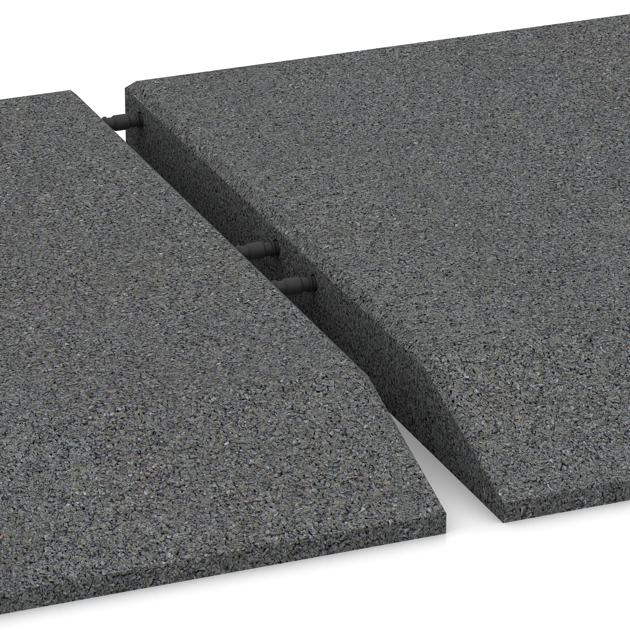 Großaufnahme vom Verbindungssystem von WARCO-Boden 0435 - Edge tile (one chamfered side) im Farbdesign Šedá břidlice. Abmessungen 500 x 500 x 45 mm.