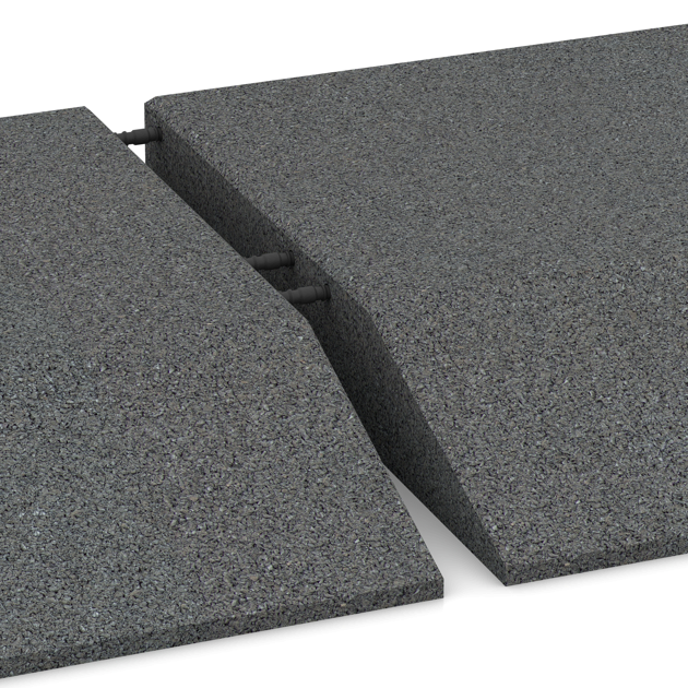 Großaufnahme vom Verbindungssystem von WARCO-Boden 0454 - Edge tile (one chamfered side) im Farbdesign Šedá břidlice. Abmessungen 500 x 500 x 80 mm.