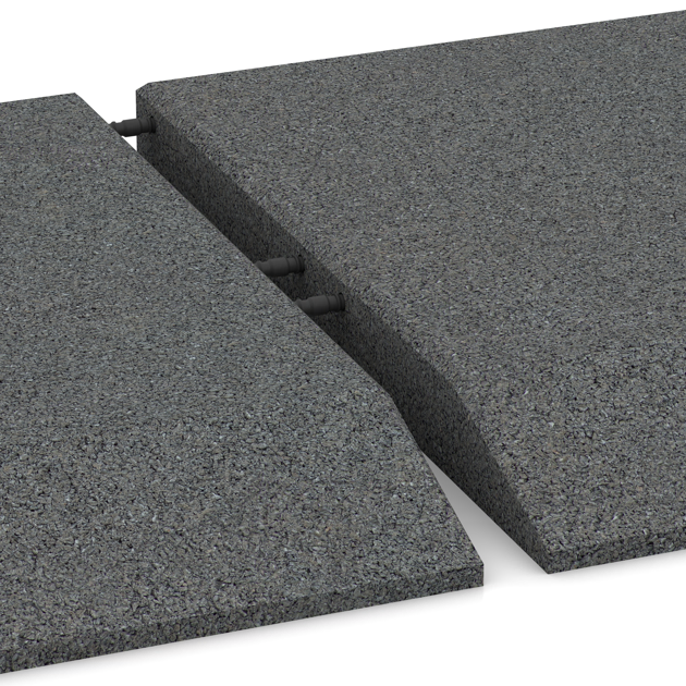 Großaufnahme vom Verbindungssystem von WARCO-Boden 0484 - Corner tile (two chamfered sides) im Farbdesign Šedá břidlice. Abmessungen 500 x 500 x 50 mm.