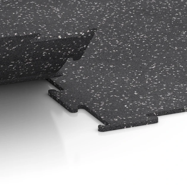 Großaufnahme vom Verbindungssystem von WARCO-Boden 6452 - Sportovní podlaha Kompakt im Farbdesign Lehce šedě posypaná. Abmessungen 100 × 100 × 0,8 cm.
