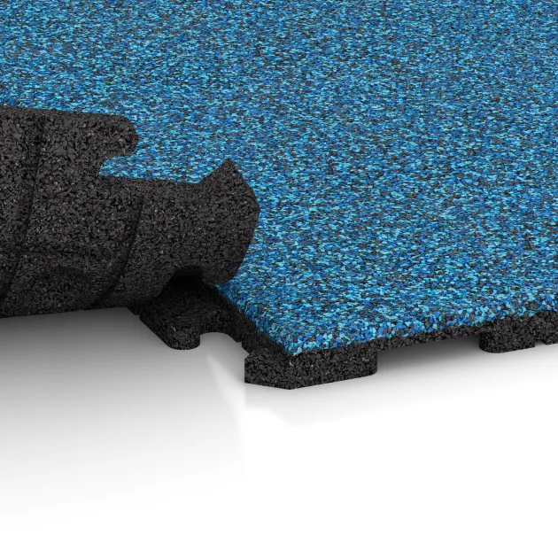 Großaufnahme vom Verbindungssystem von WARCO-Boden 5769 - Eventová podlaha im Farbdesign Atlantik. Abmessungen 1000 x 1000 x 30 mm.