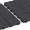 Großaufnahme vom Verbindungssystem von WARCO-Boden 6236 - Panelový vzor – Terasové dlaždice im Farbdesign Břidlice. Abmessungen 38,5 x 38,5 x 2 cm.