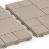 Großaufnahme vom Verbindungssystem von WARCO-Boden 6331 - Blokový vzor – Terasové dlaždice im Farbdesign Vanilka. Abmessungen 38,5 x 38,5 x 2 cm.