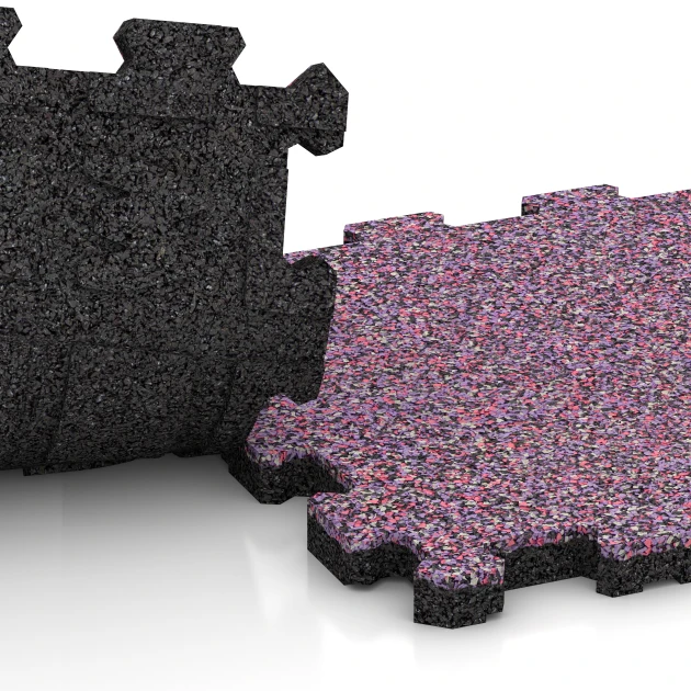 Großaufnahme vom Verbindungssystem von WARCO-Boden 3734 - Dlaždice na terasu im Farbdesign Levandule. Abmessungen 306 x 306 x 20 mm.