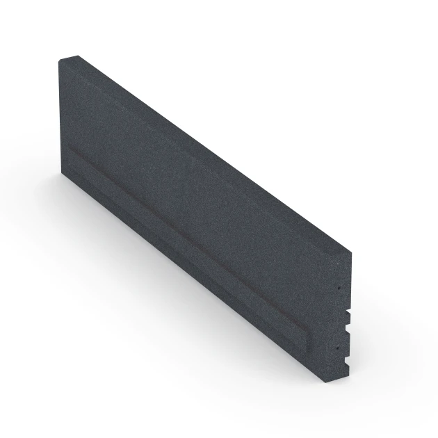 Großaufnahme vom Verbindungssystem von WARCO-Boden 6213 - Flexibilní gumový obrubník im Farbdesign Břidlicová šedá. Abmessungen 100 × 5 × 25 cm.