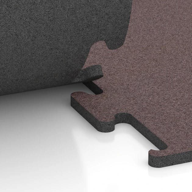 Großaufnahme vom Verbindungssystem von WARCO-Boden 6149 - Fitness Performance Elite Tréninková Podlaha im Farbdesign Minerální červená. Abmessungen 100 x 100 x 2 cm | 1,00 m².