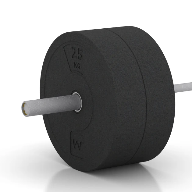 Großaufnahme vom Verbindungssystem von WARCO-Boden 6090 - Bumper Plate Slim im Farbdesign Antracit. Abmessungen 25 kg | ø 45,4 x 11,38 cm.