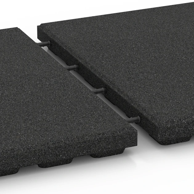 Großaufnahme vom Verbindungssystem von WARCO-Boden 6131 - Tlumicí deska – 125 cm im Farbdesign Antracit. Abmessungen 50 x 50 x 4 cm.