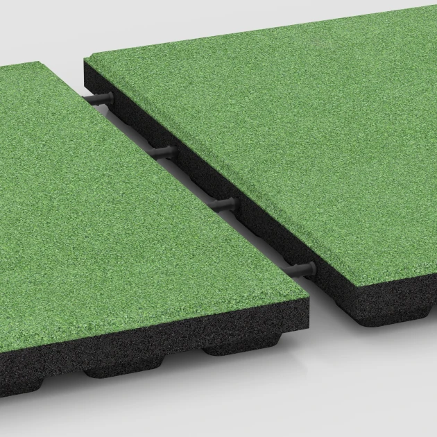 Großaufnahme vom Verbindungssystem von WARCO-Boden 6133 - Tlumicí deska – 125 cm im Farbdesign Lipová zelená. Abmessungen 50 x 50 x 4 cm.