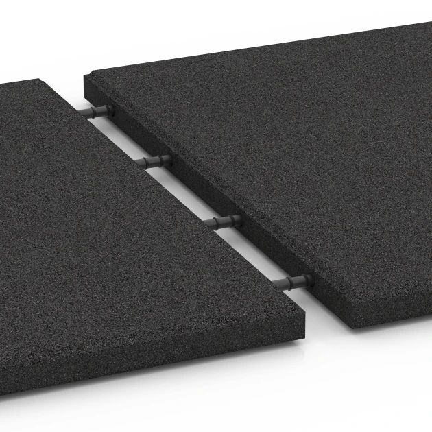 Großaufnahme vom Verbindungssystem von WARCO-Boden 6127 - Tlumicí deska – 95 cm im Farbdesign Antracit. Abmessungen 50 x 50 x 3 cm.