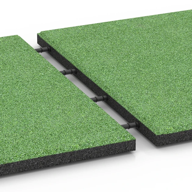 Großaufnahme vom Verbindungssystem von WARCO-Boden 6129 - Tlumicí deska – 95 cm im Farbdesign Lipová zelená. Abmessungen 50 x 50 x 3 cm.