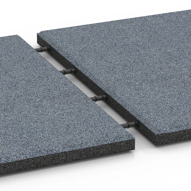 Großaufnahme vom Verbindungssystem von WARCO-Boden 6130 - Tlumicí deska – 95 cm im Farbdesign Grafitová šedá. Abmessungen 50 x 50 x 3 cm.