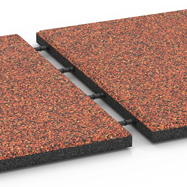 Großaufnahme vom Verbindungssystem von WARCO-Boden 6358 - Terasová dlaždice Classic im Farbdesign Etna. Abmessungen 50 x 50 x 3 cm | 0,25 m².