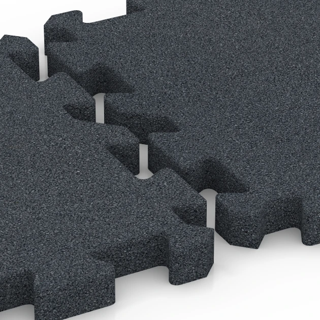 Großaufnahme vom Verbindungssystem von WARCO-Boden 6400 - Dopadová dlaždice – 150 cm im Farbdesign Břidlicová šedá. Abmessungen 50 x 50 x 4 cm | 0,25 m².