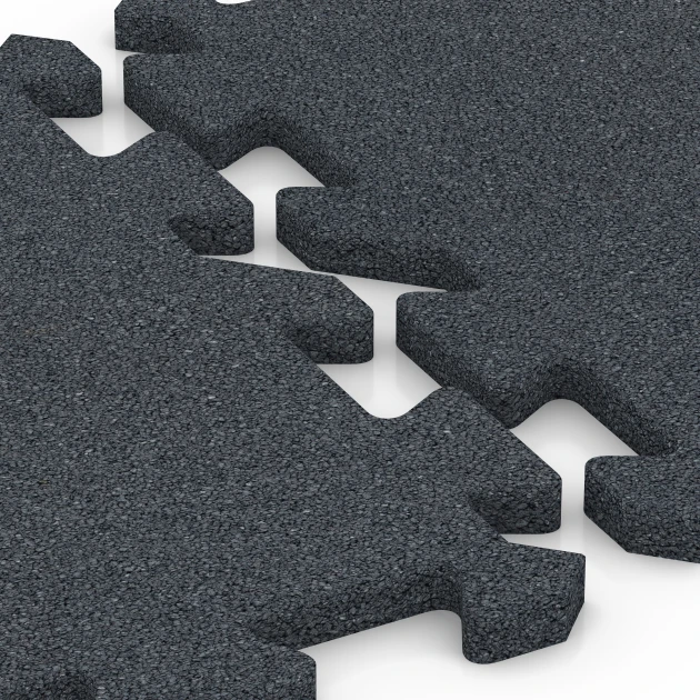 Großaufnahme vom Verbindungssystem von WARCO-Boden 6315 - Puzzle dlaždice na dětské hřiště im Farbdesign Břidlicová šedá. Abmessungen 50 x 50 x 2 cm | 0,25 m².