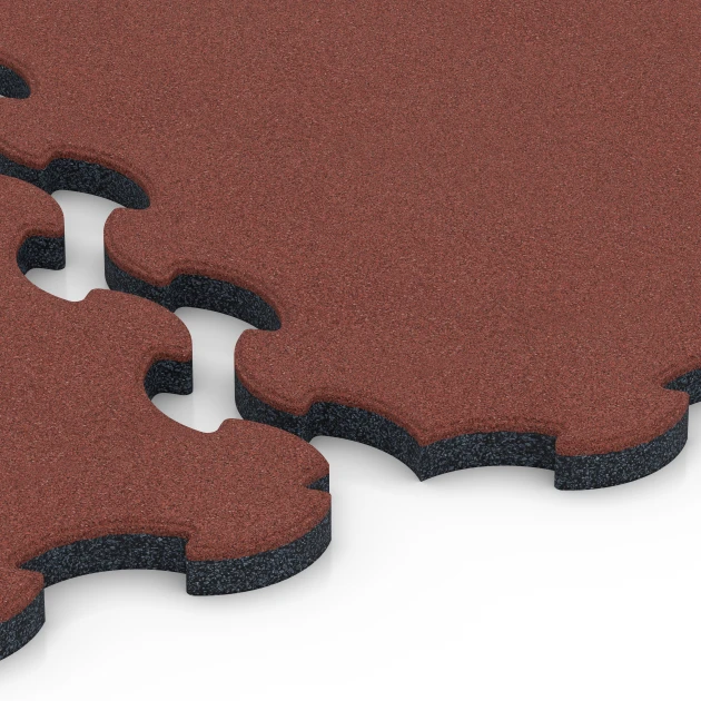 Großaufnahme vom Verbindungssystem von WARCO-Boden 6392 -  im Farbdesign Cihlově červená. Abmessungen 102,5 x 102,5 x 3 cm | 1,05 m².