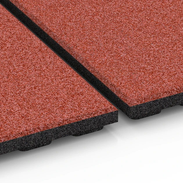 Großaufnahme vom Verbindungssystem von WARCO-Boden 6384 - Stájová rohož Komfort im Farbdesign Cihlově červená. Abmessungen 100 x 100 x 4 cm | 1,00 m².
